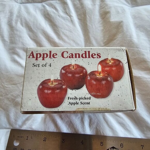 Vintage Apple-Shaped Candles, Set of 4, Individually Wrapped In Box - Picture 6 of 9